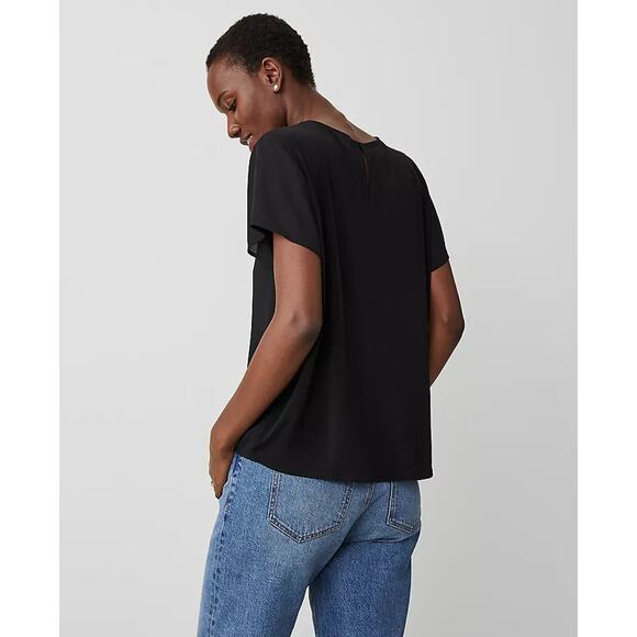 Ann Taylor Mixed Media Crew Neck Short Sleeves Tee - L - Picture 3 of 4